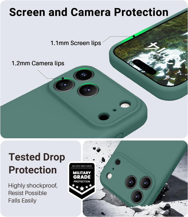 OTOFLY Magnetic for iPhone 17 Pro Max Case,Compatible with Magsafe,Classic Liquid Silicone Mobile Phone Case,Integrated Camera Control Button,Anti-Scratch Microfiber Lining, Pine Green - Image 5